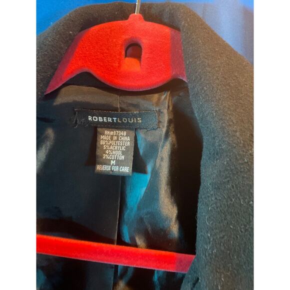 Robert Louis Women's Jacket Medium Black Double-Breasted Lined Wool Blend - Picture 3 of 9